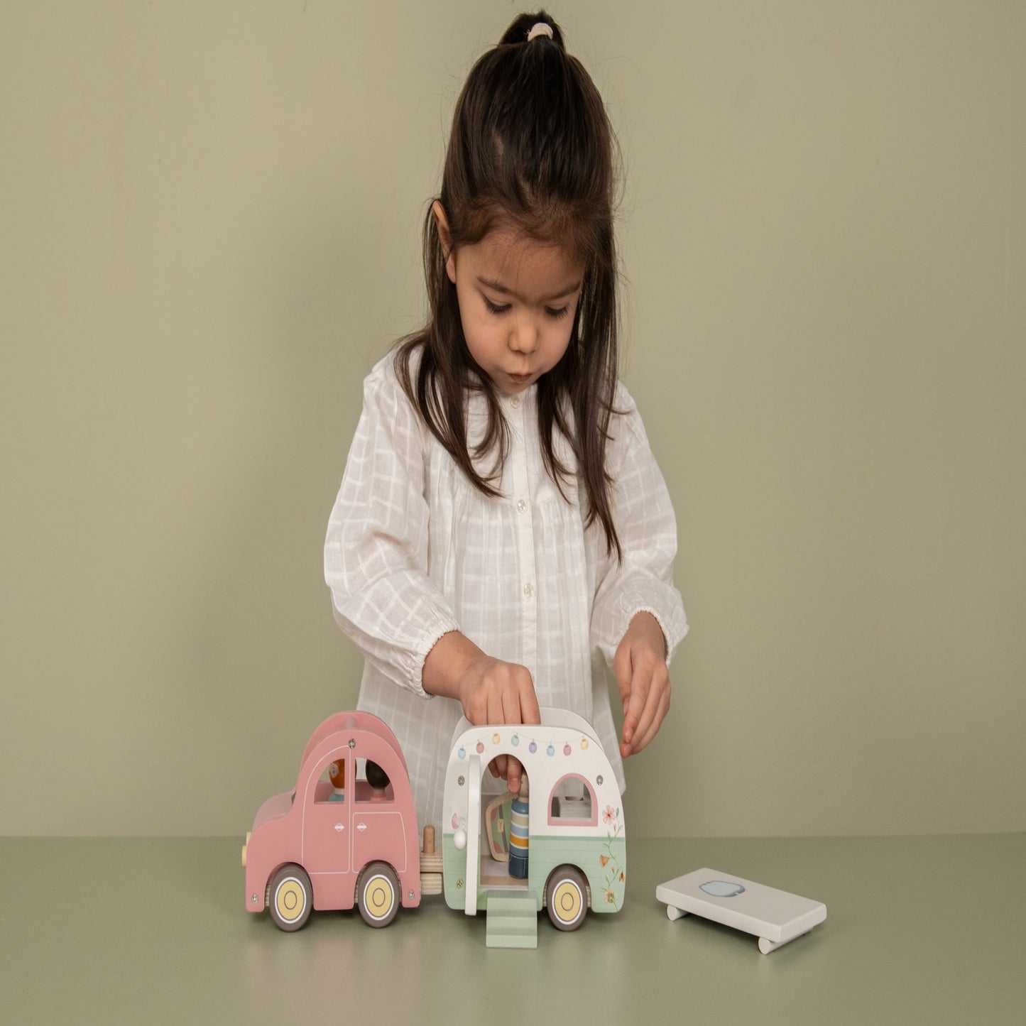 Toy Car with Caravan – Wooden Playset