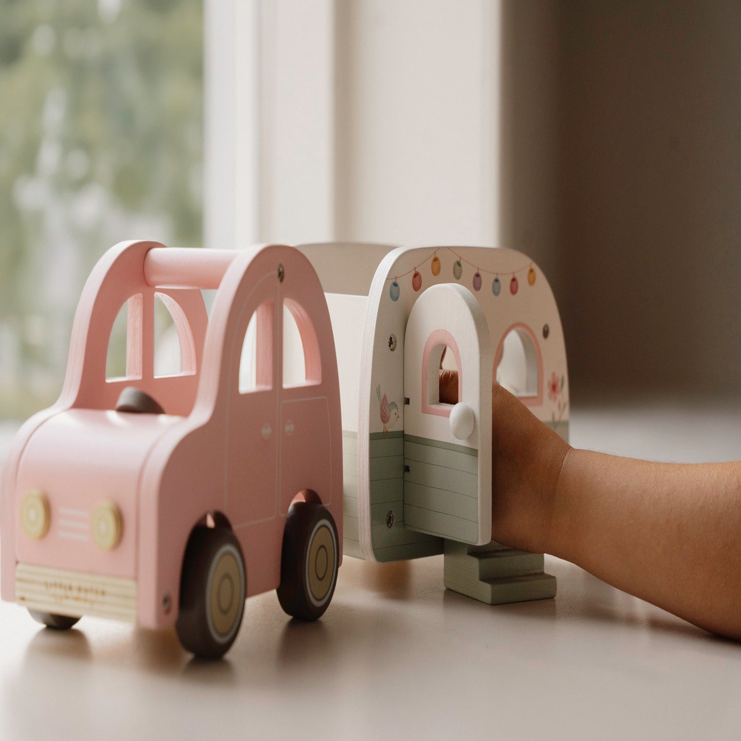 Toy Car with Caravan – Wooden Playset