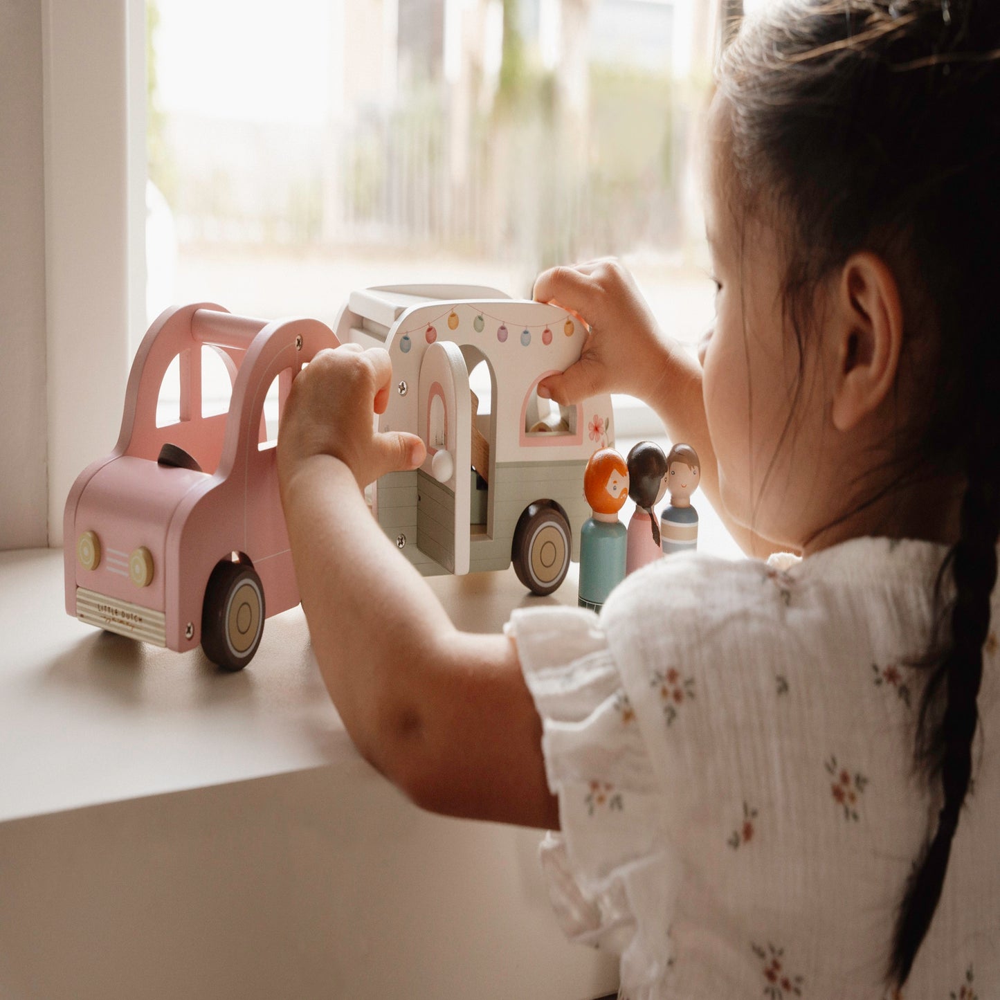 Toy Car with Caravan – Wooden Playset