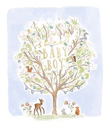 Sweet Baby Boy Card - Woodland Tree - Muddy Boots Home UK