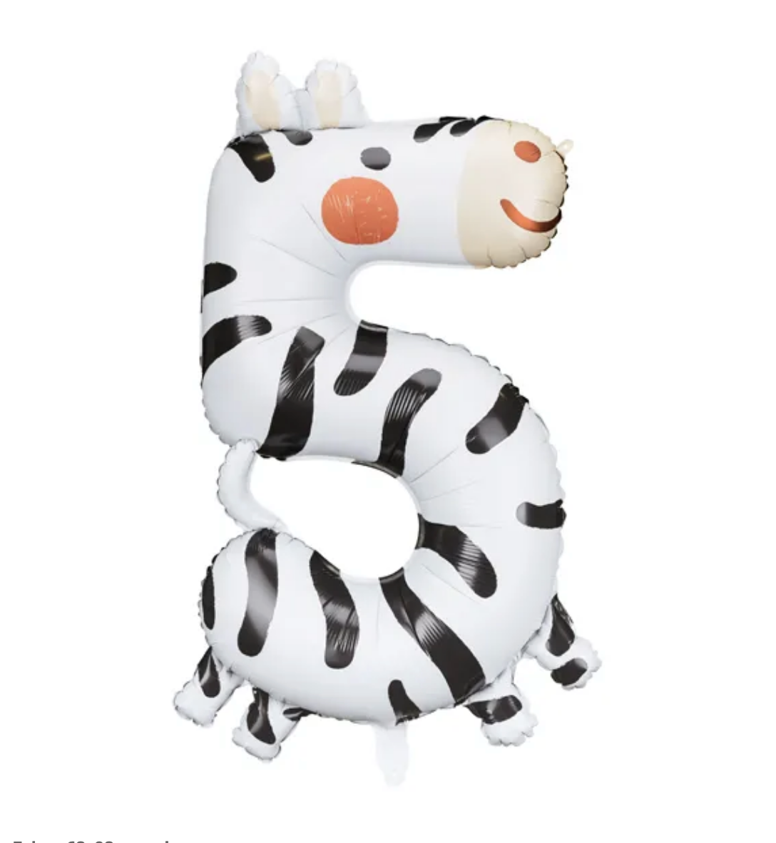 Zebra Foil Number Balloons - 5 - Muddy Boots Home UK