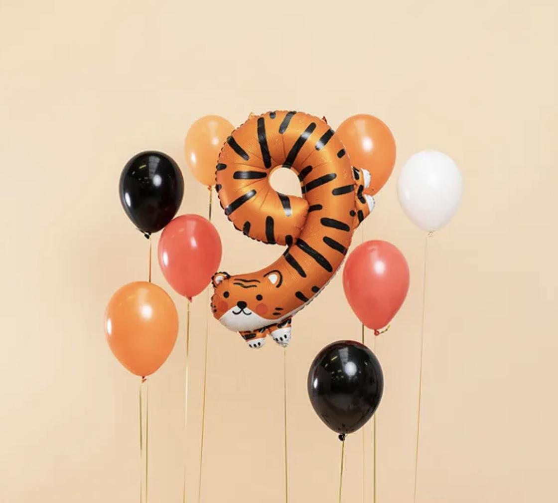 Tiger Foil Number Balloons - 9 - Muddy Boots Home UK