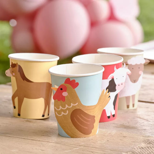 Ginger Ray Farm Animals Paper Party Cups