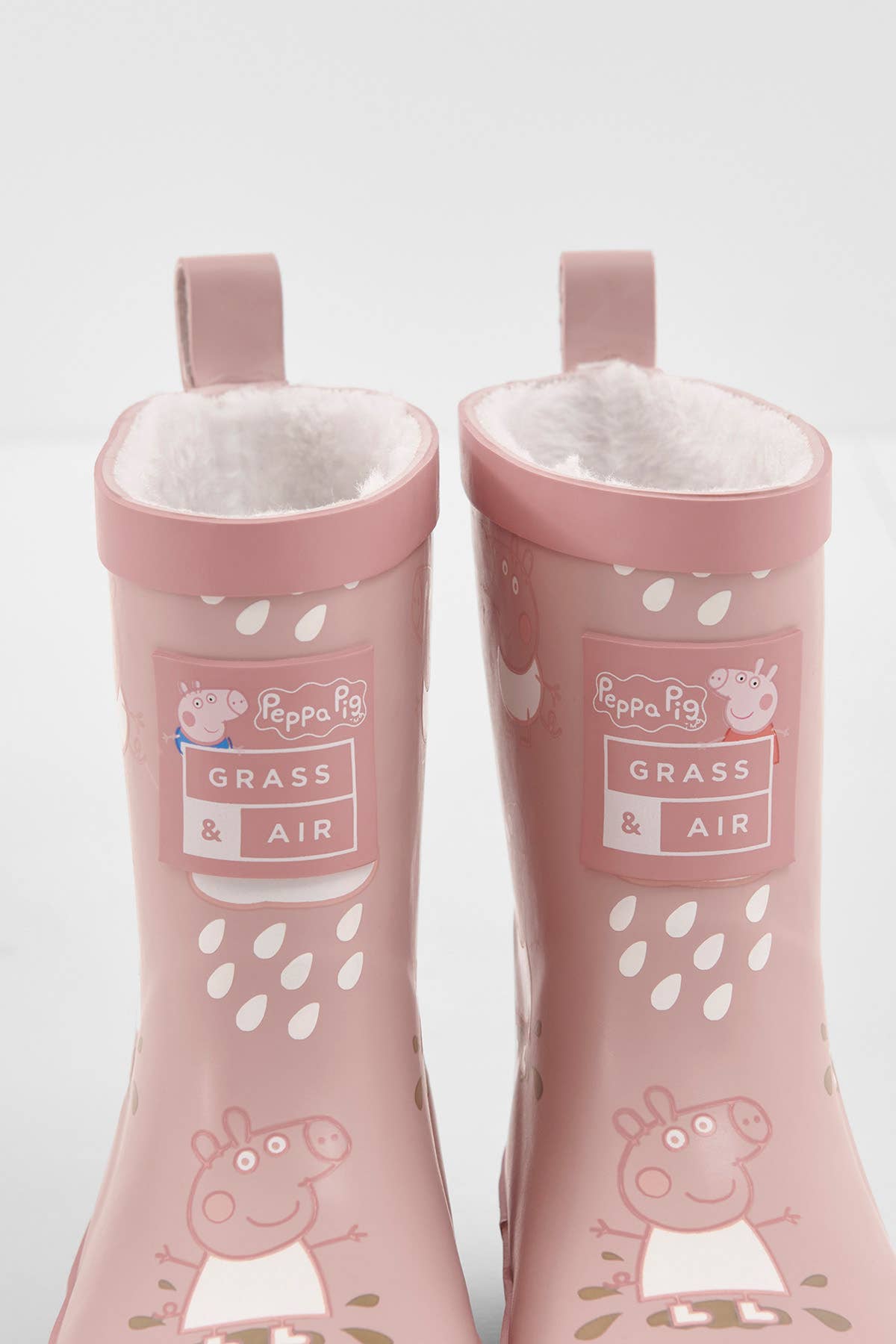 Grass & Air - Peppa Pig Pink Colour-Changing Kids Wellies, Teddy Fleece