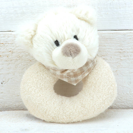 Cream Bear Baby Rattle - Muddy Boots Home UK