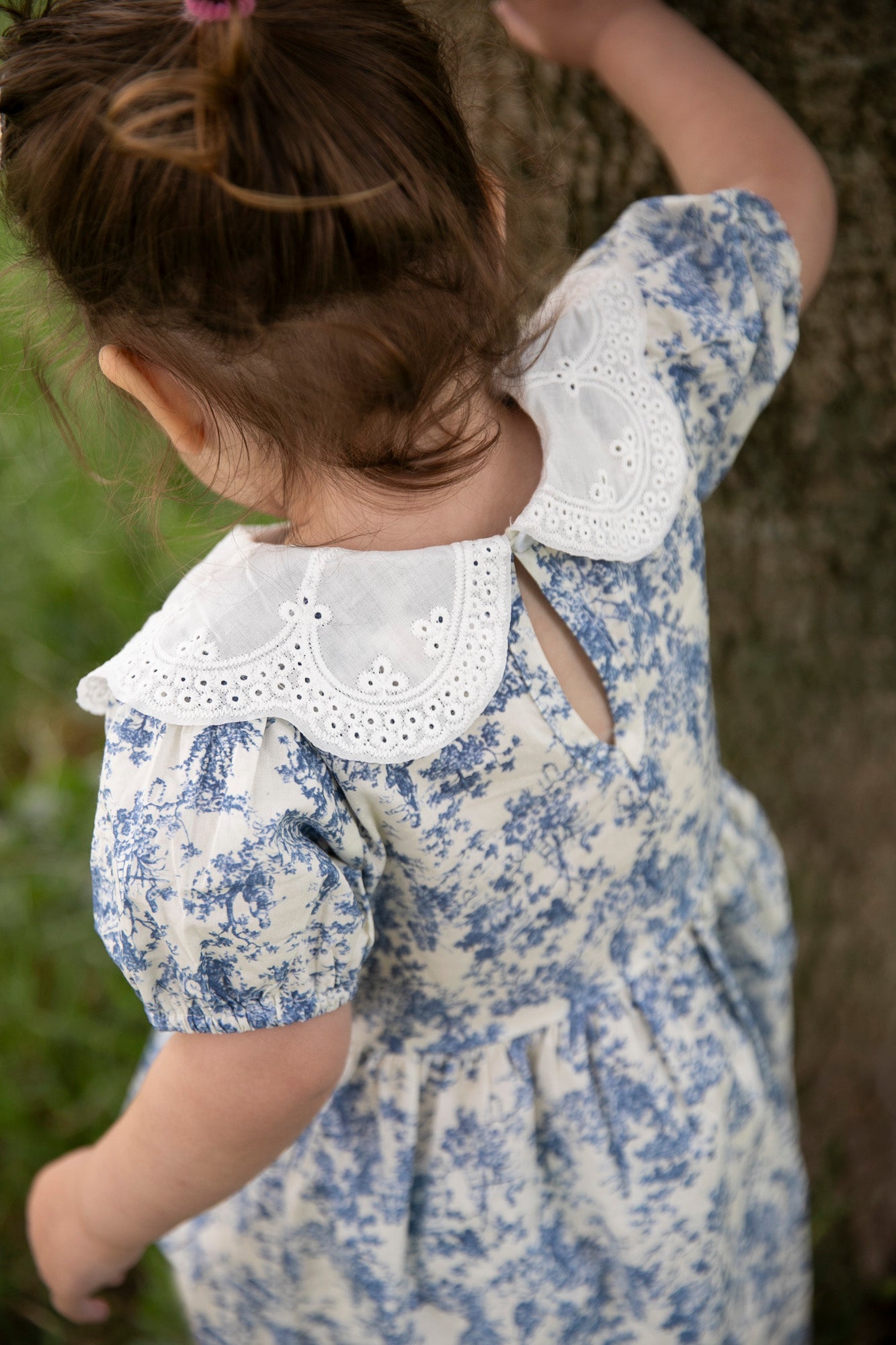 Broderie-Collar Toile Dress