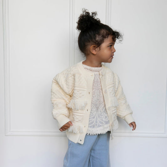 Cream Fringe Cardigan