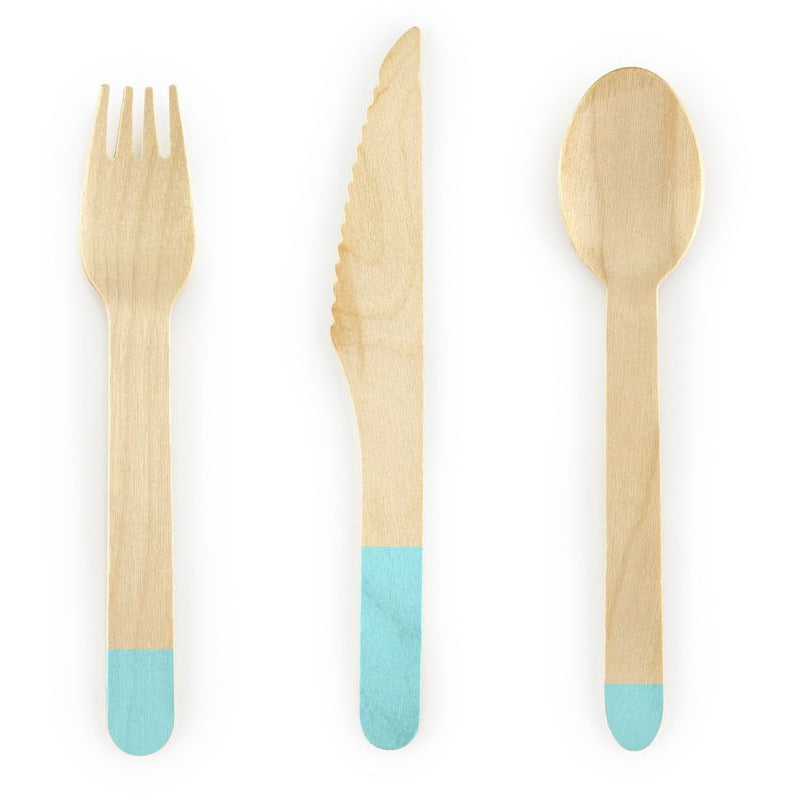 18Pk Wooden Cutlery With Mint Tips - Muddy Boots Home UK