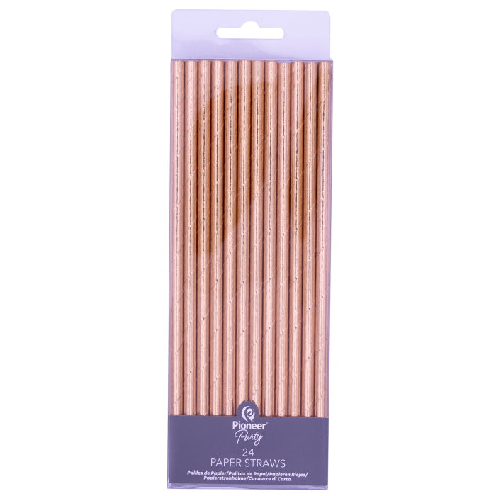 24pk Rose Gold Ombre Straws - Muddy Boots Home UK