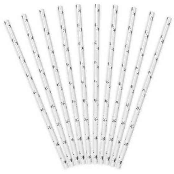 Silver Stars Paper Straws - Muddy Boots Home UK