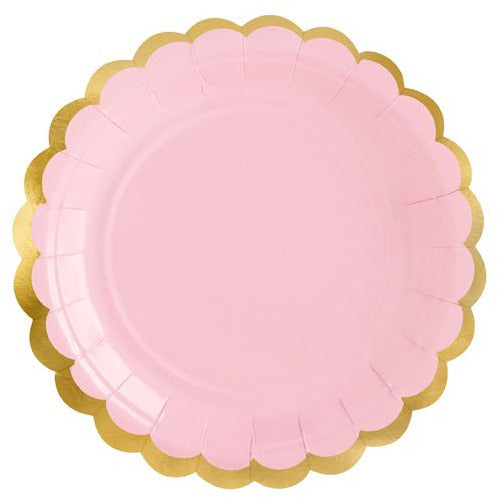 Pink & Gold Scalloped Side Plates - Muddy Boots Home UK