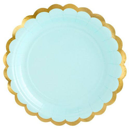 Mint & Gold Scalloped Side Plates - Muddy Boots Home UK