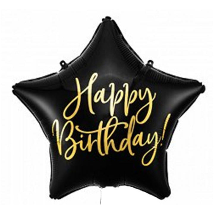 Happy Birthday Black & Gold Balloon