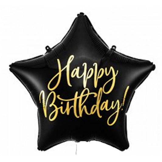 Happy Birthday Black & Gold Balloon - Muddy Boots Home UK