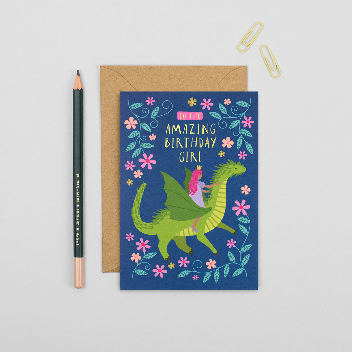 The Princess and the Dragon Birthday Card | Luxury Kids Card | default - Muddy Boots Home UK