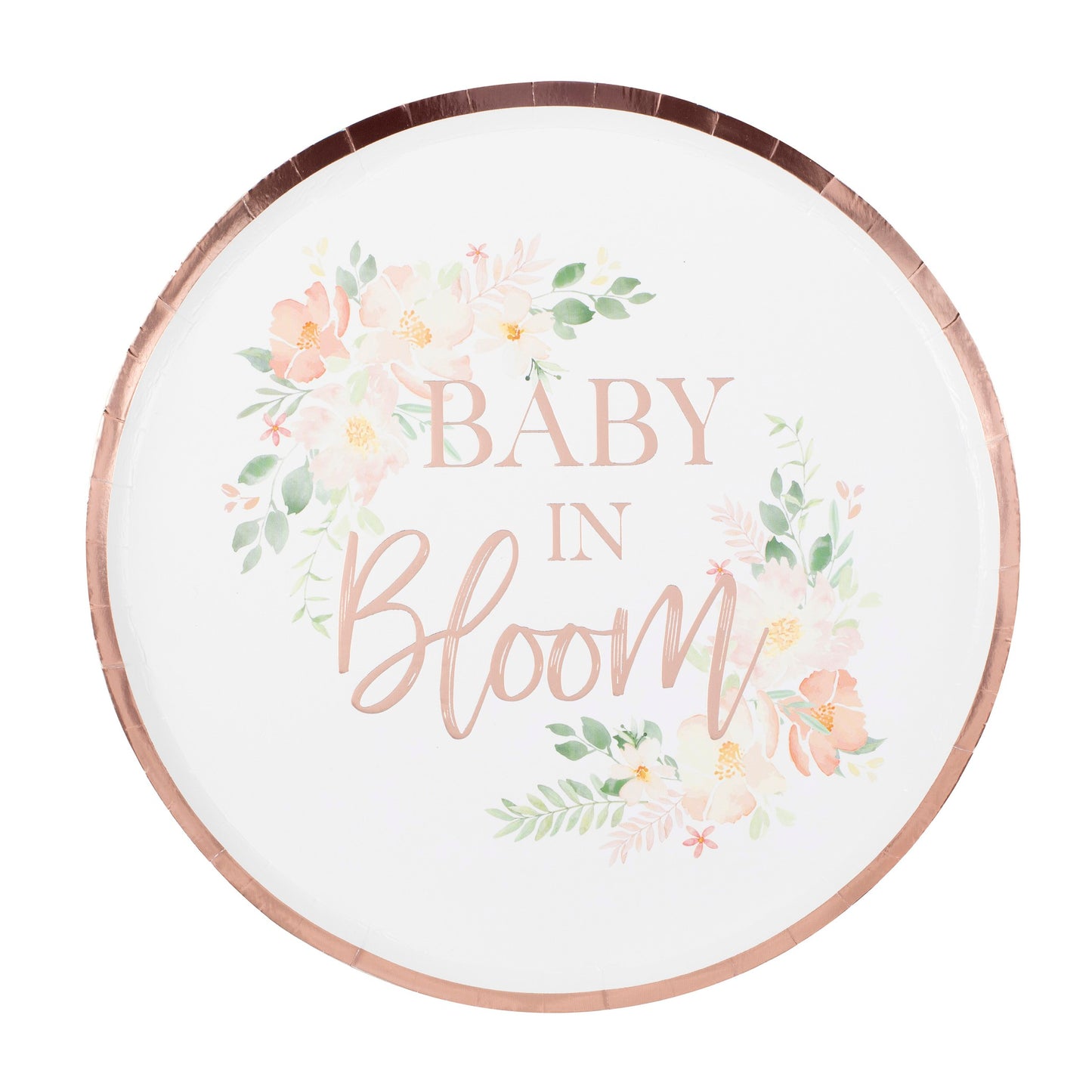 Rose Gold Baby In Bloom Baby Shower Plates - Muddy Boots Home UK