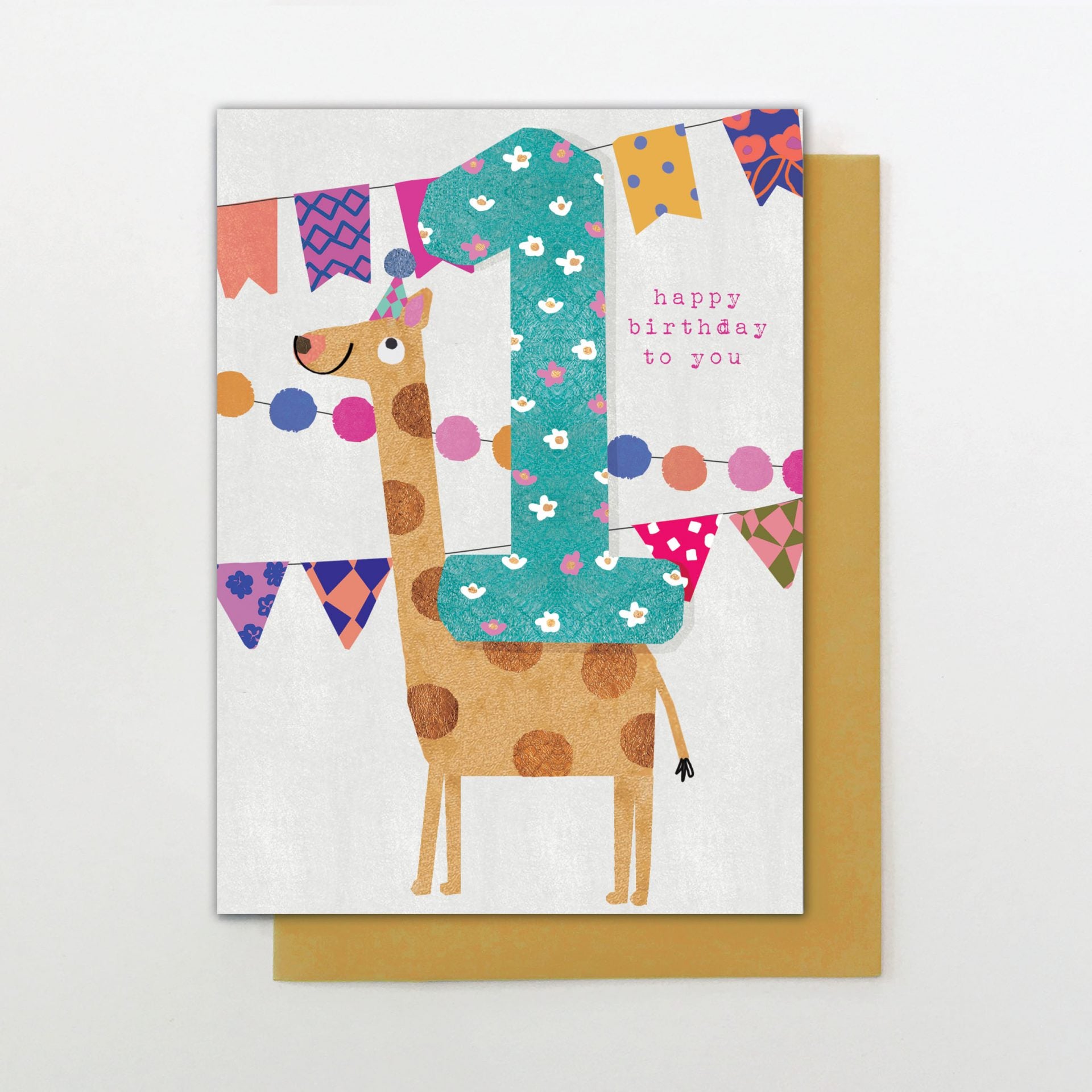 1st Birthday Card- Giraffe - Muddy Boots Home UK