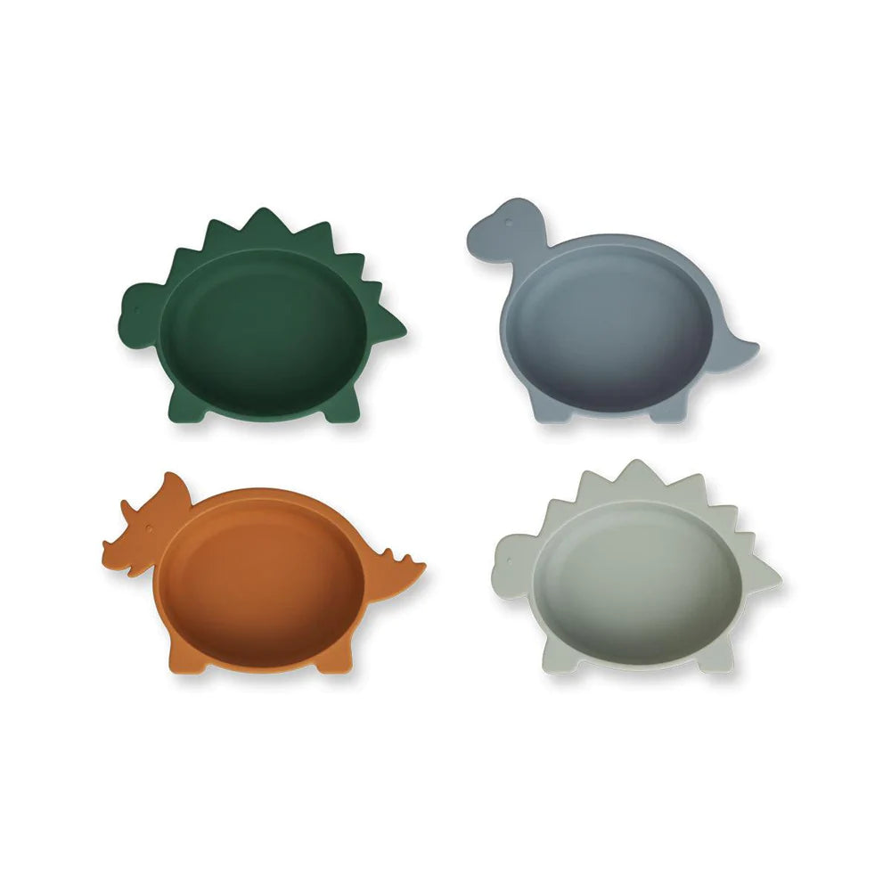 Dino Blue Multi Silicone Bowls 4 Pack