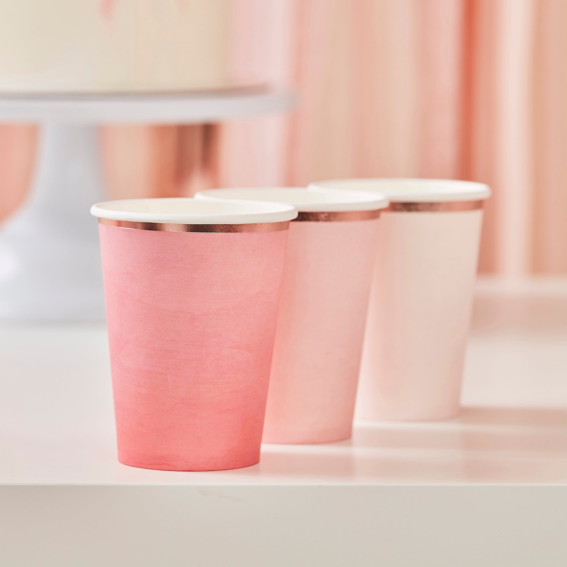 Ombre Pink Paper Cups - Muddy Boots Home UK
