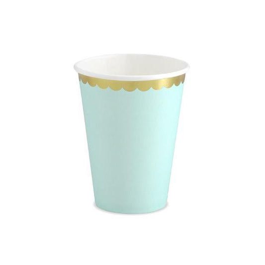 Mint Cups with Gold Scallop Edge - Muddy Boots Home UK