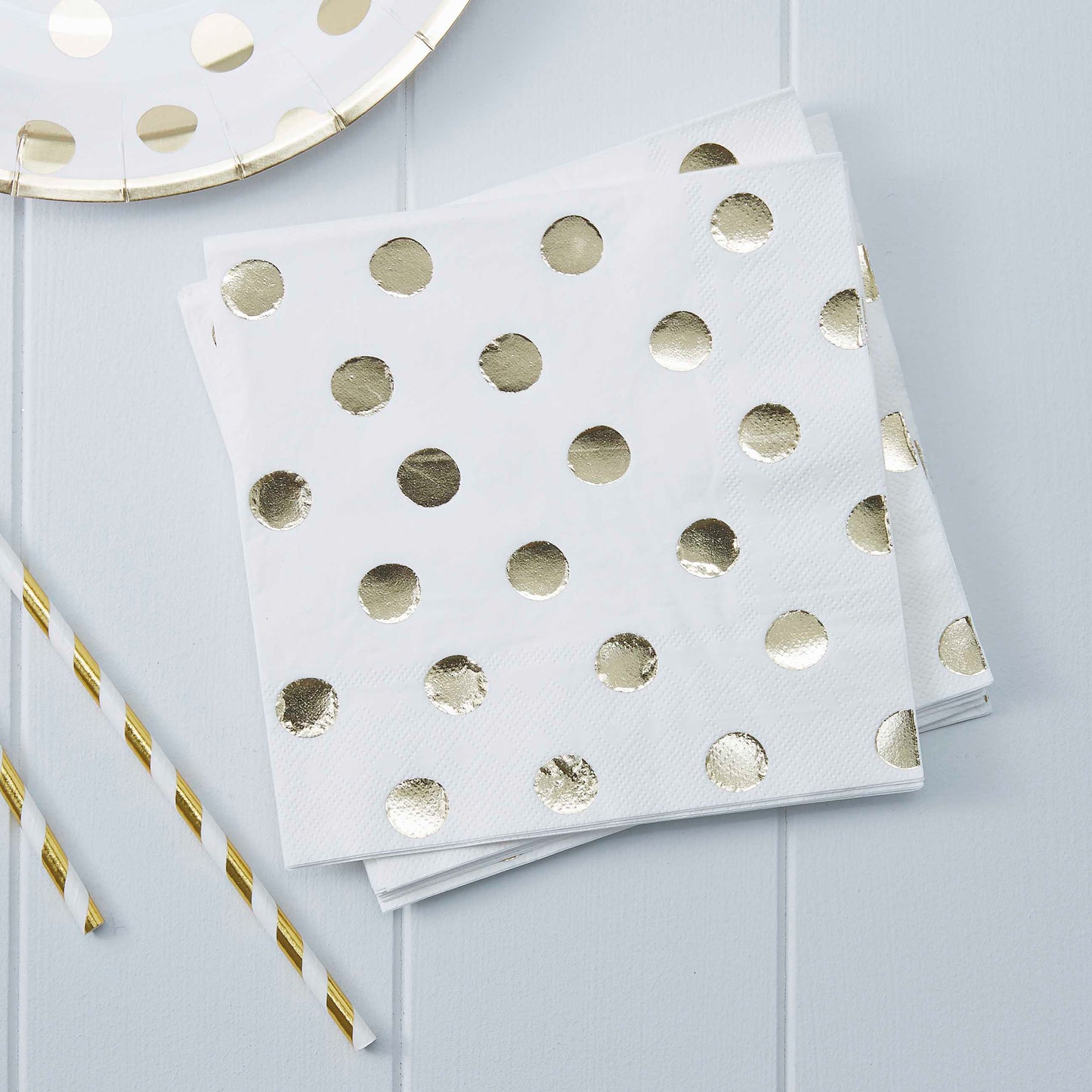 Gold Foiled Polka Dot Party Napkins - Muddy Boots Home UK