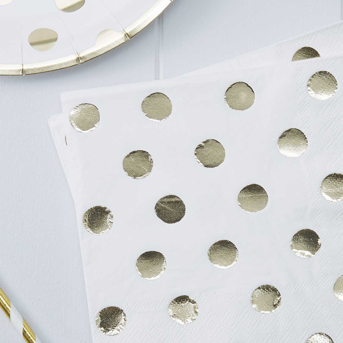 Gold Foiled Polka Dot Party Napkins - Muddy Boots Home UK