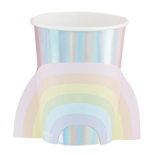 Pastel and Iridescent Paper Rainbow Cups - Muddy Boots Home UK