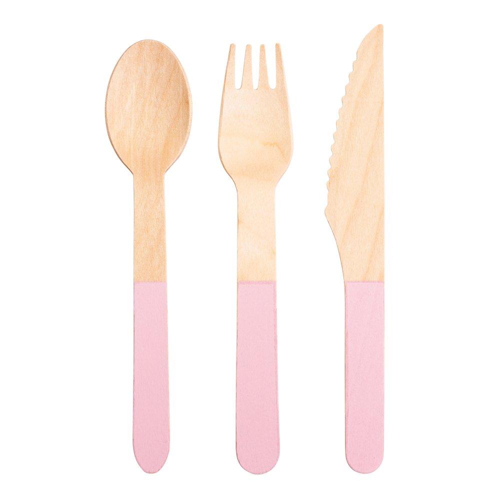 Pink Wooden Cutlery Set 2
