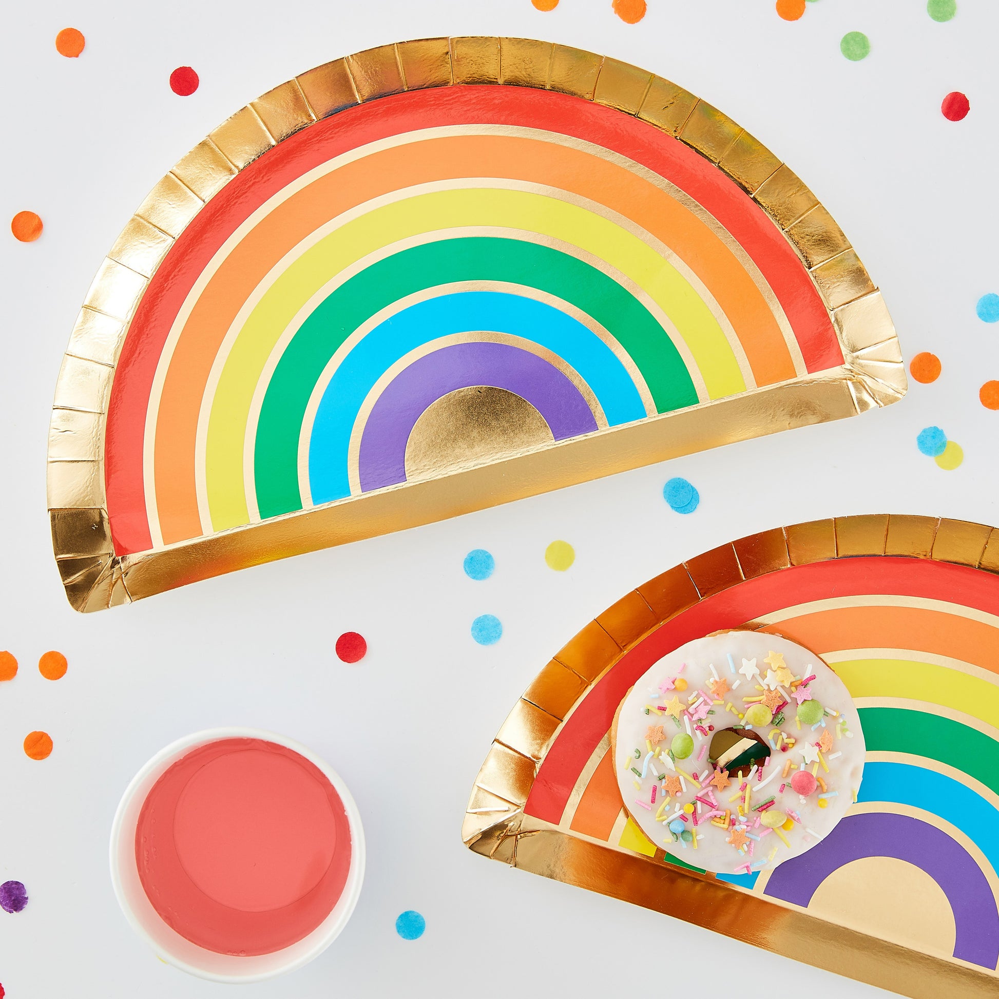 Gold Foiled & Rainbow Paper Plates - Muddy Boots Home UK