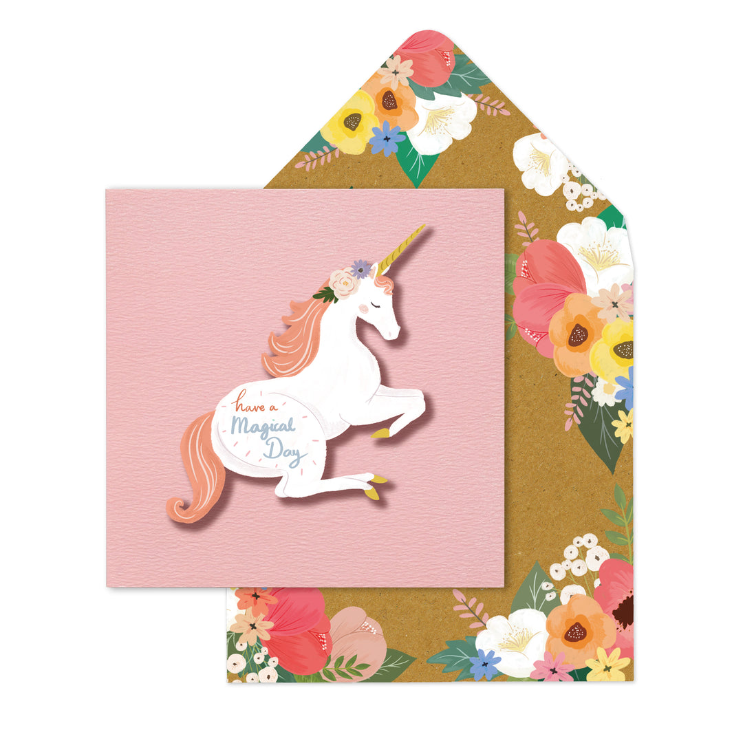 Pink unicorn Card - Muddy Boots Home UK