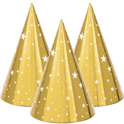 Gold Party Hats With Stars - Muddy Boots Home UK