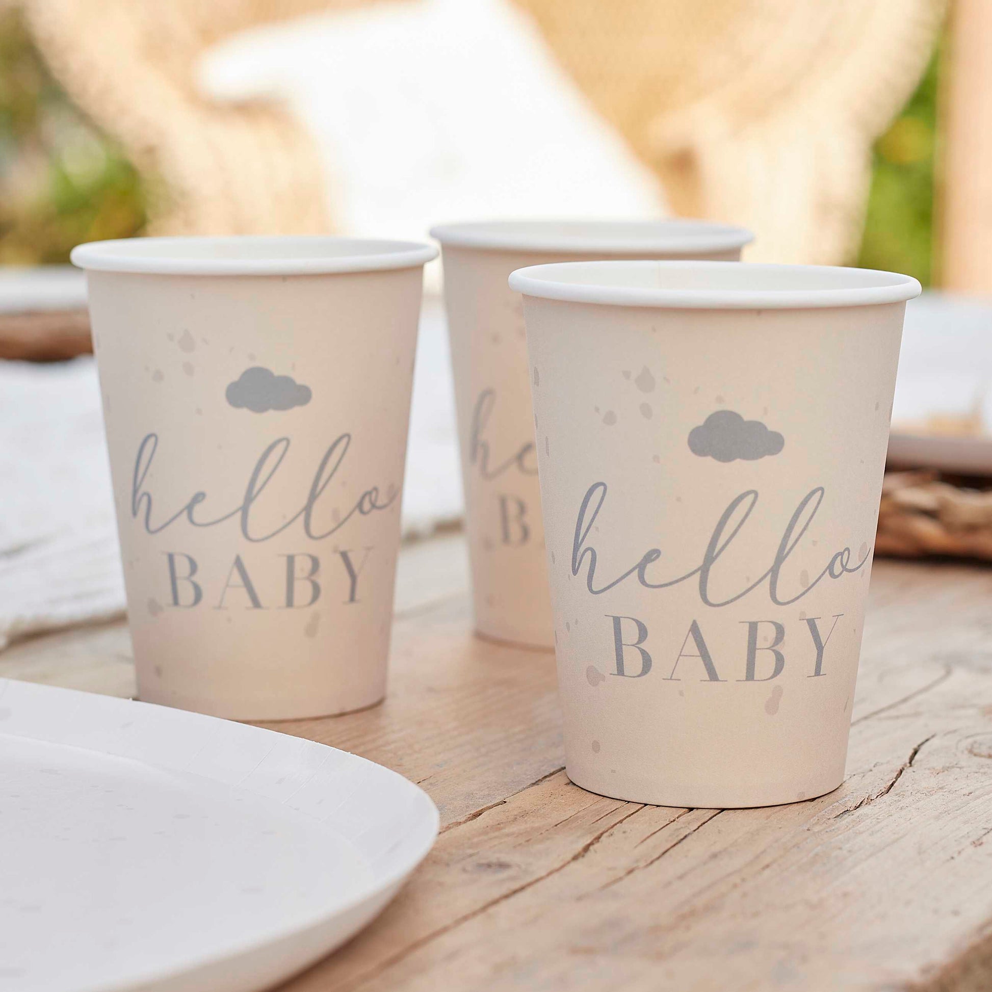 Hello Baby Neutral Baby Shower Cups - Muddy Boots Home UK