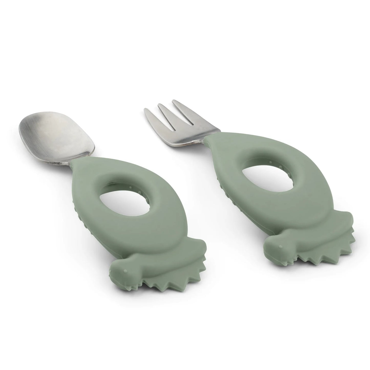 Liewood Dino / Faune Green Baby Cutlery Set