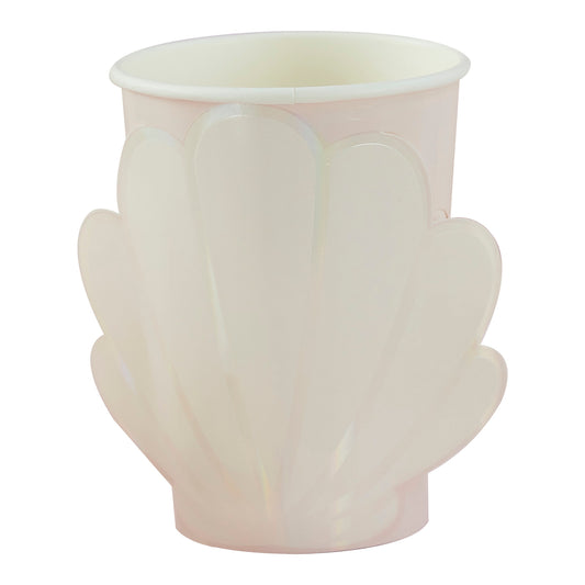 Iridescent and Pink Mermaid Shell Paper Cups - Muddy Boots Home UK