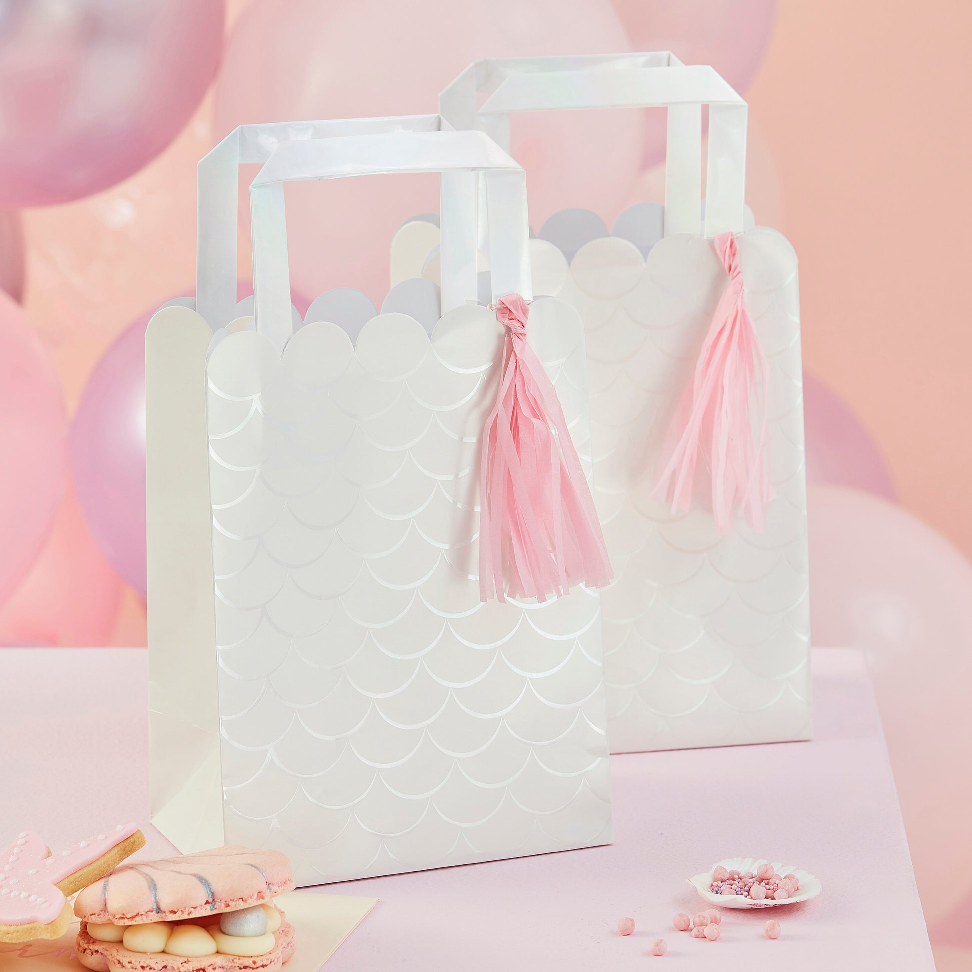 Iridescent and Pink Party Bags with Tassels - Muddy Boots Home UK