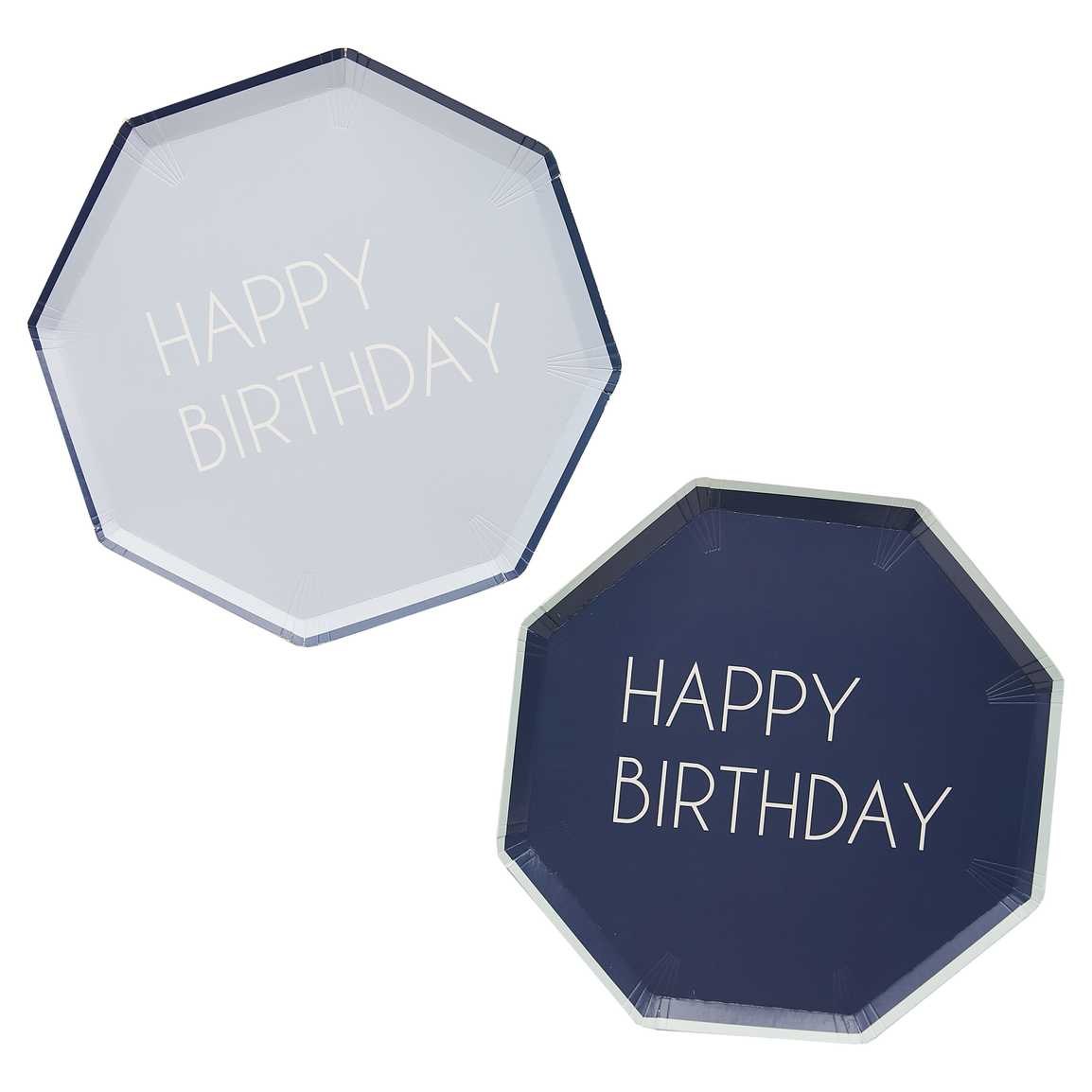 Navy & Blue Happy Birthday Paper Plates - Muddy Boots Home UK