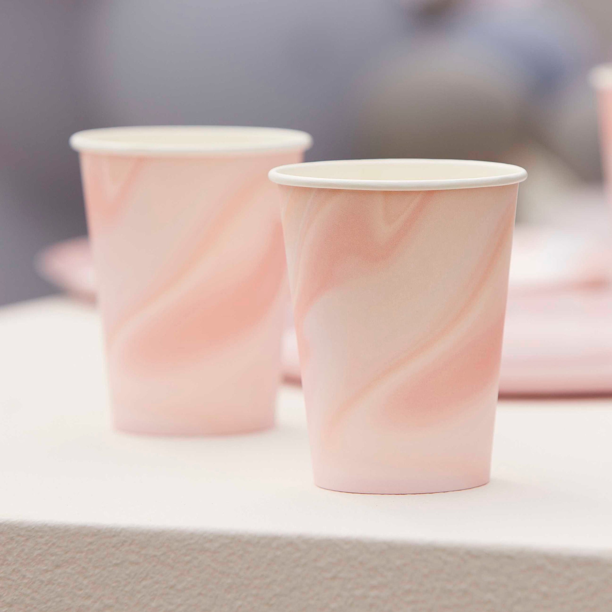 Pink Marble Print Paper Cups - Muddy Boots Home UK