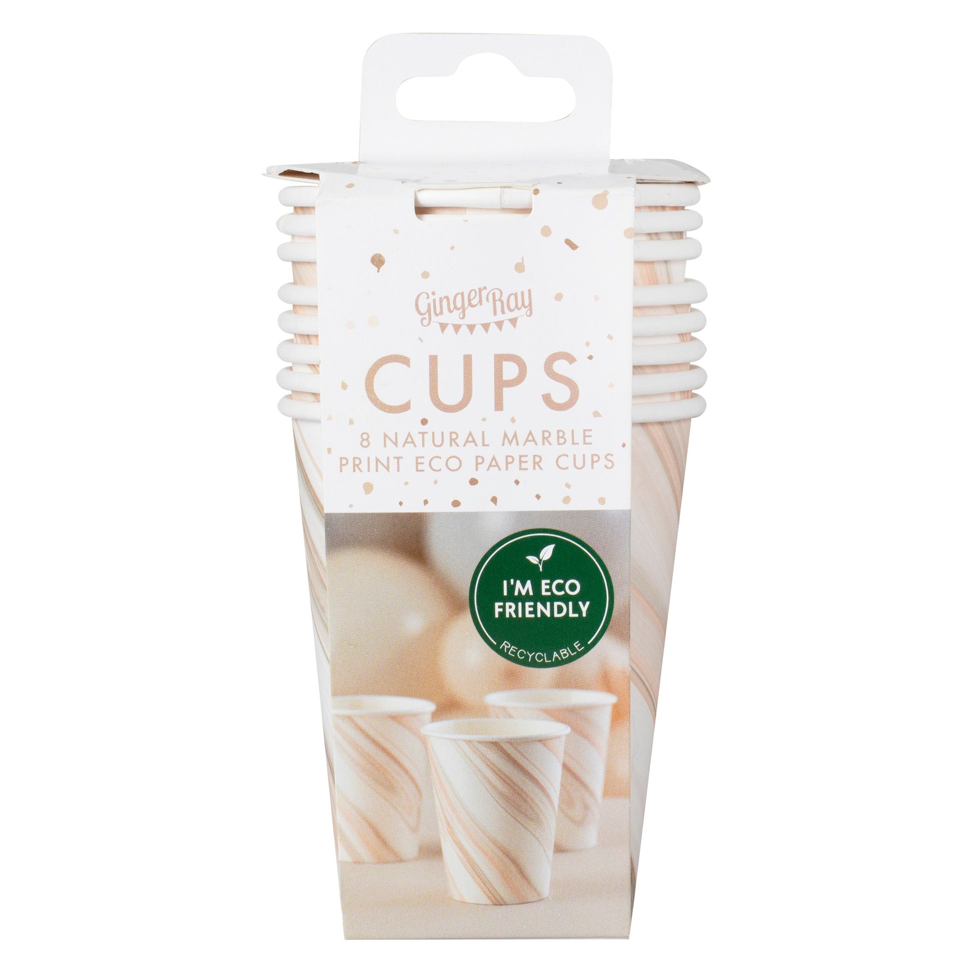 Natural Marble Print Paper Cups - Muddy Boots Home UK