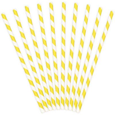 Yellow Striped Paper Straws - Muddy Boots Home UK